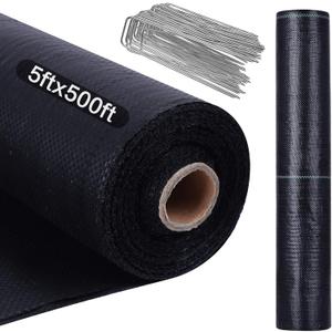 5FT x 500FT Weed Barrier Landscape Fabric, Premium Heavy Duty Woven Garden Ground Cover Weed Block Control Mat Cloth for Gardening, Planting, Farming, Landscaping Flower Bed Driveway