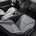Premium Perforated Napa Leather Car Seat Covers Semi Universal Fit with Lumbar Support, Storage Bag for SUV Sedan Truck (Gray, Front Row Single seat)