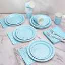 175 Pcs Light Blue Plates and Napkins Party Supplies - Baby Blue Paper Plates Serve 25 Guests - Light Blue and Silver Disposable Plates Sets for Birthday Wedding Baby Shower Holiday Party Decorations