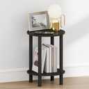 Furinno Turn-N-Tube Night Stand, 2-Tier Round Small Nightstand, Toolless Assembly Narrow End Table with Open Shelf, Side Table, Bedside Table, for Bedroom, Closet, Dorm, Espresso