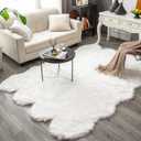 Carvapet 5x7 Faux Sheepskin Area Rug Soft Fluffy White 5 x 7 Plush Fur Carpet, Luxury Shaggy Floor Mat for Bedroom Living Room Nursery Bedside Sofa Cover Home Decor