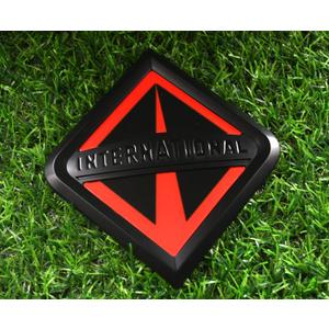 1x Grille International Emblem Truck Front Hood Badge Logo Replacement for International Truck All Series 3550901C2 (Black/Orange)