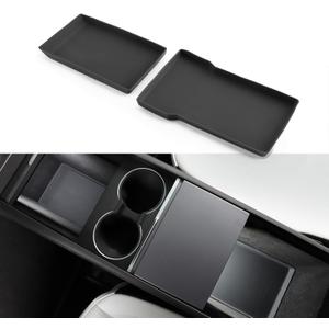 TPARTS Center Console Armrest Bottom Pad for Tesla Model Y Juniper 2026 2025, Full Coverage Silicone Storage Mat Organizer Tray Refresh Interior Accessories (Premium/Performance)