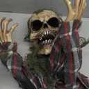 JOYIN Halloween Animatronics Decorations Outdoor, Animated Zombie Groundbreaker Outside Decor, 25 Groundbreaker Skeleton Prop with Moving Arms & Green Light, Lawn Yard Haunted House Graveyard Decor