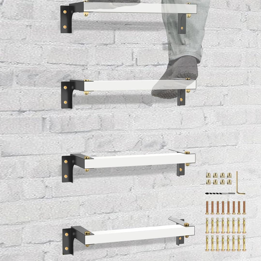 THOOUM Window Well Ladder, Heavy Duty Steel Basement Egress Ladder (6-Rung, 600 Lbs Capacity, White)