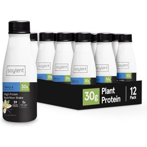 Soylent Complete Protein Shake, Vanilla, 30g Protein, Vegan, Dairy Free and 0g Sugar, Ready to Drink Protein Drinks, 11oz (12 Pack) (BBD-10Feb2027)