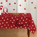 Horaldaily Valentine Tablecloth 5270 Inch Rectangle, Mini Love Hearts Red Washable Table Cover for Party Picnic Dinner Decor
