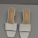 PIZZ ANNU Women's Square Open Toe Heels Sandals Low Block Chunky Heeled Sandal Slip on Mules Comfortable Heel Dress Pumps Shoes, Off White, Size: 8