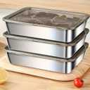 Stainless Steel Food Storage Containers with Lids, 3-Piece Set, Rectangular, Leakproof, Dishwasher Safe, Microwave and Refrigerator Safe