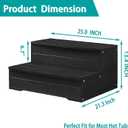 Black Hot Tub Steps,Outdoor Steps with 25 Inch Long, Multi-Purpose Steps for Above Ground Pool, Spa, Deck & Porch Outside, Waterproof Non-Slip.Heavy Duty Spa Steps Werght Capacity 600 LBS