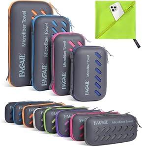 2 x BAGAIL Camping Towel with EVA Case, Compact & Ultra Soft Microfiber Travel Towel - Super Absorbent & Lightweight Quick Dry Towels for Sports, Beach, Gym, Backpacking, Hiking and Yoga (S - 20" x 40", Green)