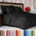 Duvet Cover Oversized Queen Size Set - Extra Soft Duvet Cover 98 x 98 with 2 Pillow Sham - Hotel Luxury, Easy Care & Fade Free with Zipper Closures & Ties - Comfy, Cozy Breathable Bedding Set (Black)