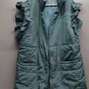 Valphsio Women's Puffer Vests Ruffle Sleeve Winter Button Down Padded Gilet with Pockets, S