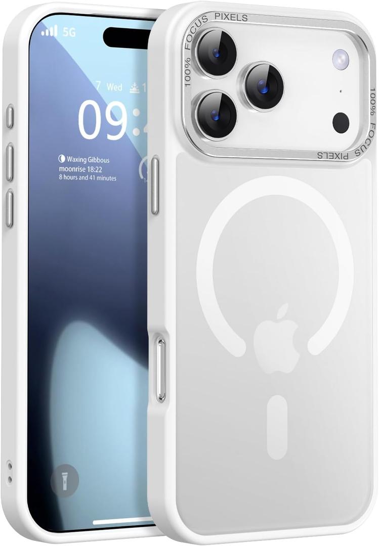 Newfuture Magnetic for iPhone 17 Pro Case [Compatible with Magsafe] [Military Grade Drop Protection] Translucent Matte Anti-Scratch Shockproof Protective Phone Cover 6.3 Inch, Frosted White