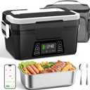 Vabaso Cordless Electric Lunch Box for Adults, App Control Heated Lunch Box with 9000mAh Detachable Battery, 1.2L Self Heating Lunchbox with Timer, Memory & Auto Keep Warm for Work Travel Outdoor (Black)