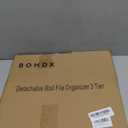 Wall File Organizer 3 Pockets, Mail Organizer, Hanging Folder Holder, Foldable | Hanging or Wall Mounted | Label Panel | 2 Hooks | Office Home School Organizer, Black