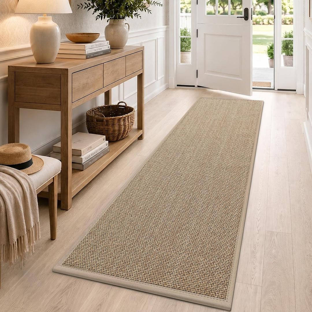 DEXI Ultra Thin Hallway Runner Rug 28x96, Non Slip Entryway Rugs,Beige