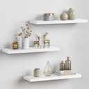 Forbena 24 Inch Floating Shelves for Wall Decor, White Wall Book Shelves for Bedroom, Large Long Deep Hanging Shelves for Bathroom Office Laundry Living Room Kitchen Closet Storage - Set of 3, 23.6 Inch