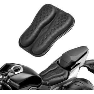 WDG Motorcycle Seat Cushion Pad 3D Honeycomb High Elasticity Gel Material Comfortable Breathable Shock Absorption for Long Rides Seat Cushion Motorcycle Accessories-Black (8.3X12.2in)