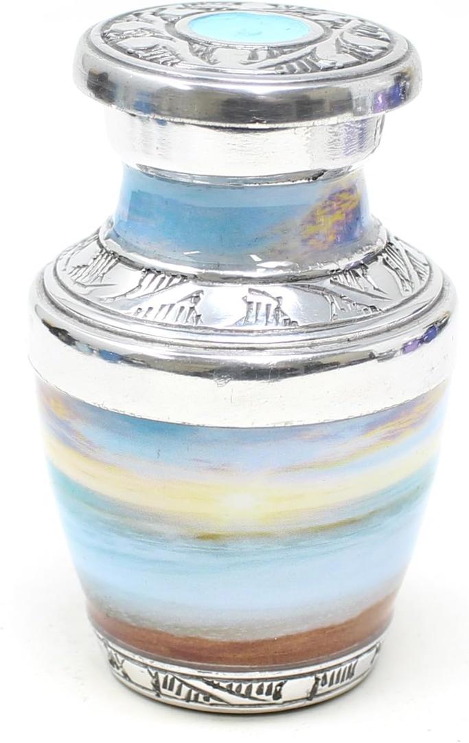 Sky with Clouds and Sunlight Design Decorative and Burial Cremation Urn for Human Ashes - Keepsake Small Size