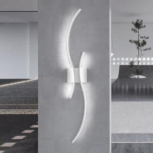 CANEOE Modern Wall Sconce, White Long Strip Led Wall Light Fixtures, 39inch Wave Design Indoor Wall Lamp for Living Room Bedroom Porch Hallway Bathroom Vanity Light (Cool White, 6000K) (Hard-wired)