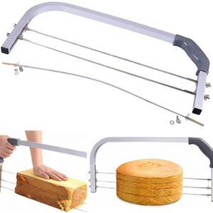 Professional Cake Cutter Slicer Leveler, Commercial 4 Layers Adjustable Stainless Steel Cakes Slice, Large Bread Cutter Toast Cutting Saw, Straight Spatula Baking Level Stratification Birthday Tools, 3.5"