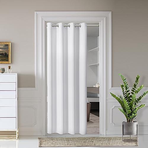 AOSKY Door Curtains for Doorway Privacy, White Grommet Closet Curtains for Bedroom, Door Window Curtain, Light Blocking Thermal Insulation Drapes for Living Room Set of 1 Panels, 52" W x 72" L