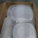 Goodluck 350 Piece Rose Gold Plastic Dinnerware Set for 50 Guests,Fancy Disposable Plates,Include: 100 Rose Gold Rim Plastic Plates,150 Silverwares,50 Pre Rolled Napkins,50 Cups for Party,Wedding