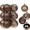 3.15" Bronze Christmas Balls Ornaments 12 Pcs Shatterproof Christmas Ornaments Set Matte Large Bronze Ornament for Xmas Tree Halloween Holiday Party