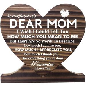 3 x Dear Mom Wood Sign - 'Remember I Love You' Heart Plaque, Unique Gift Idea for Mom, Perfect for Birthday, Mother's Day, Christmas, 6 x 6 x 0.6 inches