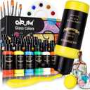 Colorful Stain Glass Paint Set with 6 Brushes, 1 Palette & 1 Sponge, 26 Colors Waterproof Permanent Glass Painting Kit for Arts on Glasses,Bottle and Windows