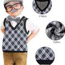 Kids 100 Days School Old Man Costumes Halloween Costume Dress up Outfit Accessories (8-10Year, Black)