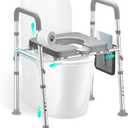 HOMEAL Raised Toilet Seat Riser with Handles for Seniors, 450LBS Heavy-Duty 3in1 Commode Chair for Disabled & Patients with Reinforced Frame & Protective Deflector, Built for Safety & Clean (Grey)