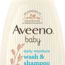 Aveeno Baby Daily Moisture Gentle Body Wash & Shampoo with Oat Extract, 2-in-1 Baby Bath Wash & Hair Shampoo, Tear- & Paraben-Free for Hair & Sensitive Skin, Lightly Scented, 18 Fl. Oz