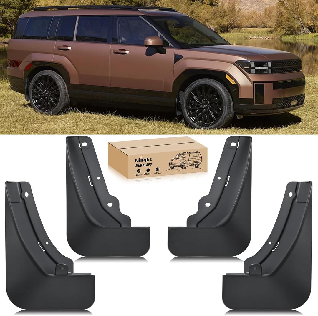 Nilight Mud Flaps for Hyundai Santa Fe 2024 2025 2026, No Drilling Precision Fit Exterior Accessories Heavy-Duty Splash Guards Protection, Front & Rear Set