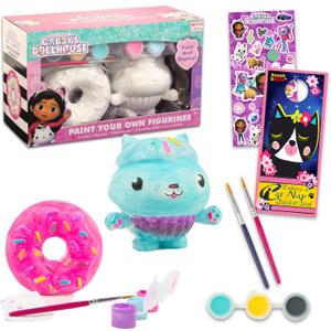 DreamWorks Gabby's Dollhouse Paint Your Own Figurines Set - Bundle with DIY Gabby's Dollhouse Painting Set Plus Stickers, More | Gabby's Dollhouse Painting Kit for Kids