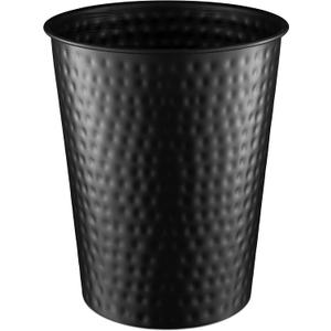 Monarch Abode Black Hand Hammered Metal Wastebasket for Home Office Bedroom, Decorative Waste Basket, Modern Bathroom Garbage Can, Durable & Decorative Trash Bin, Black Bathroom Trash Can