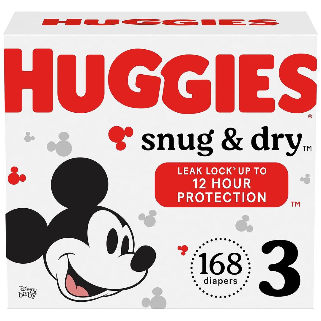 HUGGIES Snug & Dry Baby Diapers, Size 3, 168 ct, 12.600 Lb