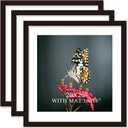 20x20 Frame Black With Mat 16x16 Solid Wood Picture Frames (3 pack, 20x20 Inch)