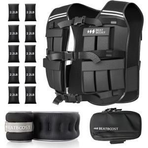 Weighted Vest for Men Women 22lb/26lb/34lb/44lb/46lb Adjustable Weights with Ironsand for Walking Strength Training Running Workout (26LB Set)
