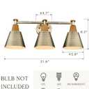 FEMILA Antique Gold Bathroom Vanity Light, 3-Lights Industrial Modern Wall Sconce Bathroom Lighting, Hammered Metal Shade Finish, 4FG59B-3W BG