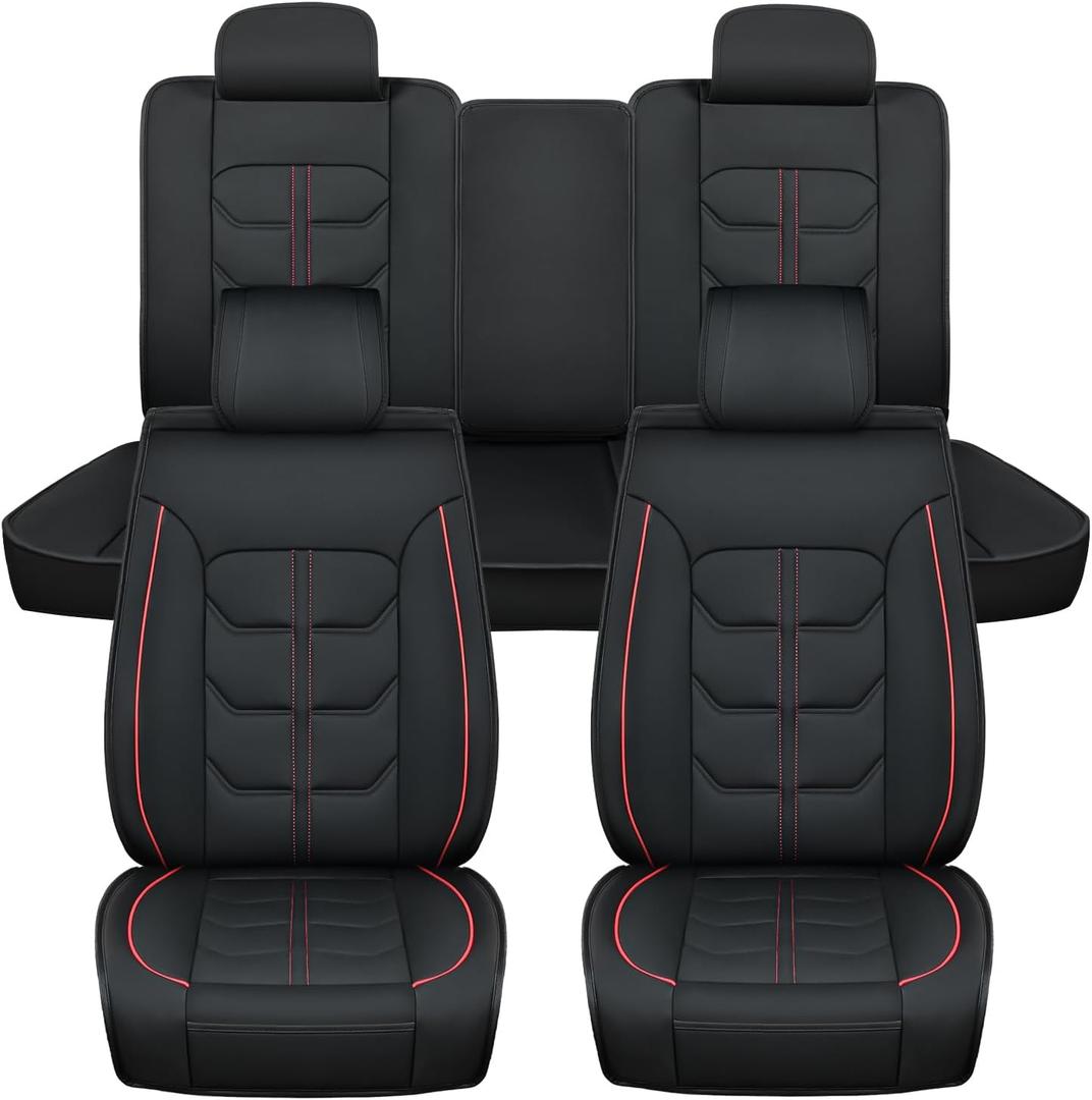 Nilight Car Seat Covers Custom Fit 2007-2024 Jeep Wrangler JK JL 4-Door Waterproof Leather Cushion Full Set with Split Bench 40/60 for Unlimited Sahara Rubicon Willys Chief Moab