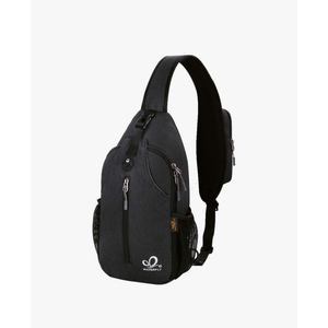 WATERFLY Crossbody Sling Backpack Sling Bag Travel Hiking Chest Bag Daypack (Black)