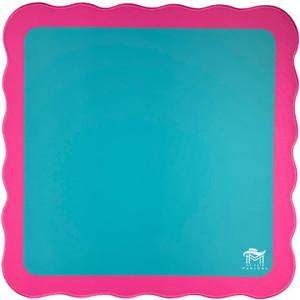 Mini Mahjong Mat (4 Color Combinations) | Scalloped Edges & Bright Colors | 21" x 21" (Green Center- Pink Scallop)