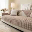 Velvet Washable Couch Cover for Pets Dogs, Non Slip Sectional Sofa Covers for 3 Cushion Couch Sofa L Sharped Sofa Slipcovers, Furniture Protector (1 PCS 36"x94", Khaki)