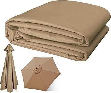 6ribs Umbrella Canopy Cover Replacement Top Canopy for Patio Parasol Outdoor, 2.7m(9fr)/3m(10ft) Optional, Replacement Canopy Parasol Cloth, 95% UV Protective (Color : Khaki, Size : 10ft/3.0m(6-Ribs