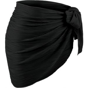 Geyoga Women Sarong Coverups Beach Skirt Triangle Shawl Wraps Short Bikini Skirt Bathing Suit for Swimwear (Black)