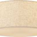 Vexagyle 13inch Semi Flush Mount Ceiling Light Fixture,3-Light Ceiling Mount Drum Light Fixture with Linen Shade,Modern Close to Ceiling Lamps for Living Room, Bedroom, Dining Room,Hallway