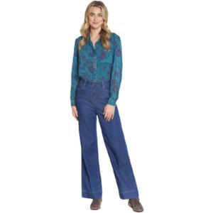 TRU Luxe Women's Wide Leg Trouser Jean (Blue)