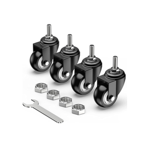 HOLKIE Caster Wheels 2 inch with No Brake Stem Casters, 3/8" -16 x 1 (Stem Diameter 3/8", Stem Length 1") Threaded Swivel Casters Set of 4 Heavy Duty Castors Black